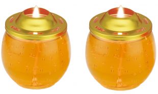 水晶酥油燈杯一對 (黃色, 32小時/個)